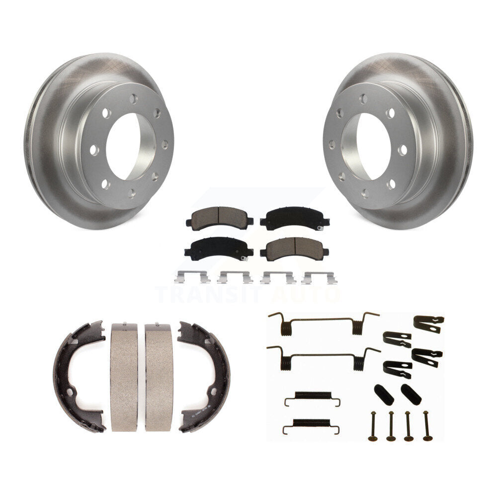 Rear Disc Coated Rotors Ceramic Pads Parking Shoes Hardware Kit For Chevrolet GMC Savana KGC-103508