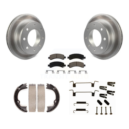 Rear Disc Coated Rotors Ceramic Pads Parking Shoes Hardware Kit For Chevrolet GMC Savana KGC-103508