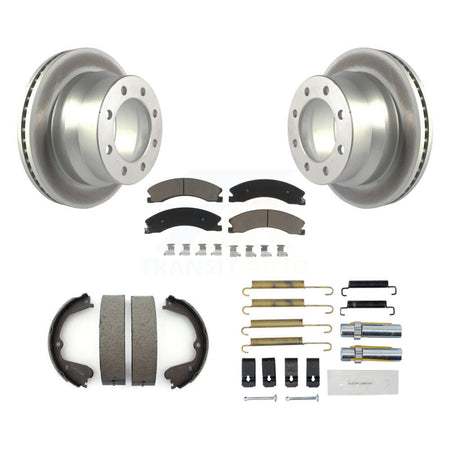 Rear Disc Coated Rotors Ceramic Pads Parking Shoes Hardware Kit For Chevrolet Express GMC KGC-103510