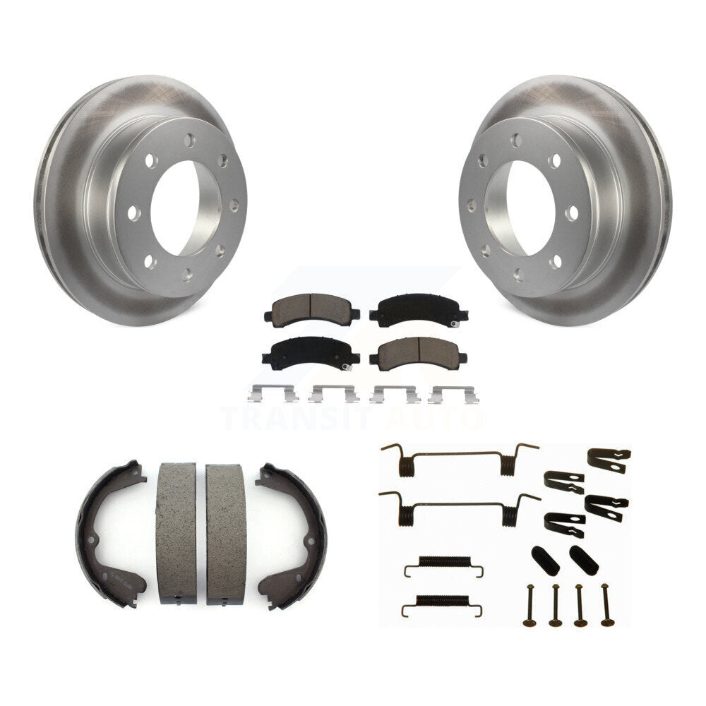 Rear Disc Coated Rotors Ceramic Pads Parking Brake Shoes Hardware Kit For GMC Savana 3500 KGC-103512