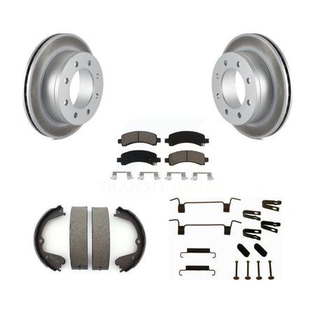 Rear Disc Coated Rotors Ceramic Pads Parking Brake Shoes Hardware Kit For GMC Savana 3500 KGC-103513