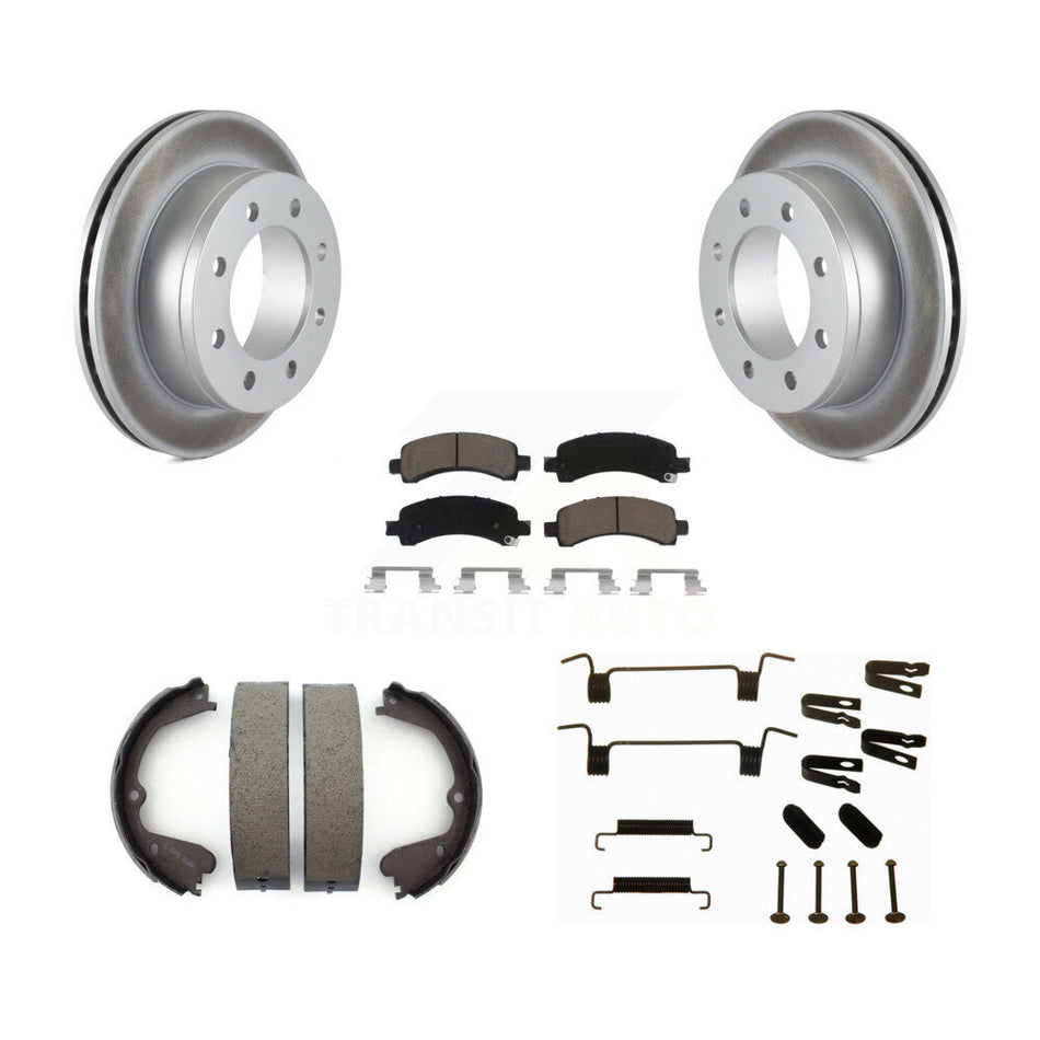 Rear Disc Coated Rotors Ceramic Pads Parking Brake Shoes Hardware Kit For GMC Savana 3500 KGC-103513