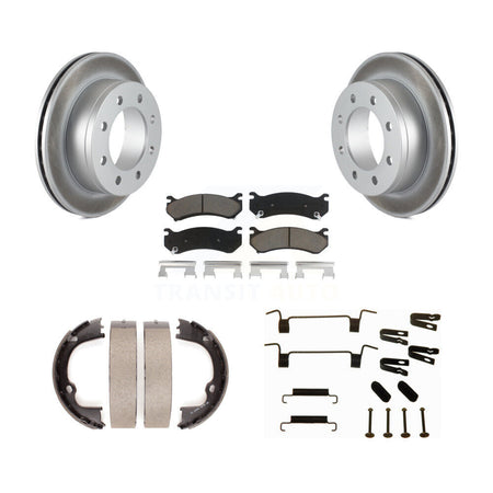 Rear Disc Coated Rotors Ceramic Pads Parking Shoes Hardware Kit For Chevrolet GMC 2500 HD KGC-103515
