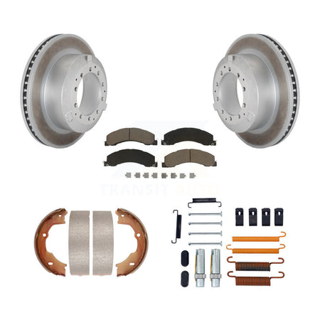 Rear Disc Coated Rotors Ceramic Pads Parking Shoes Hardware Kit For Ram Dodge Sterling 45 KGC-103526