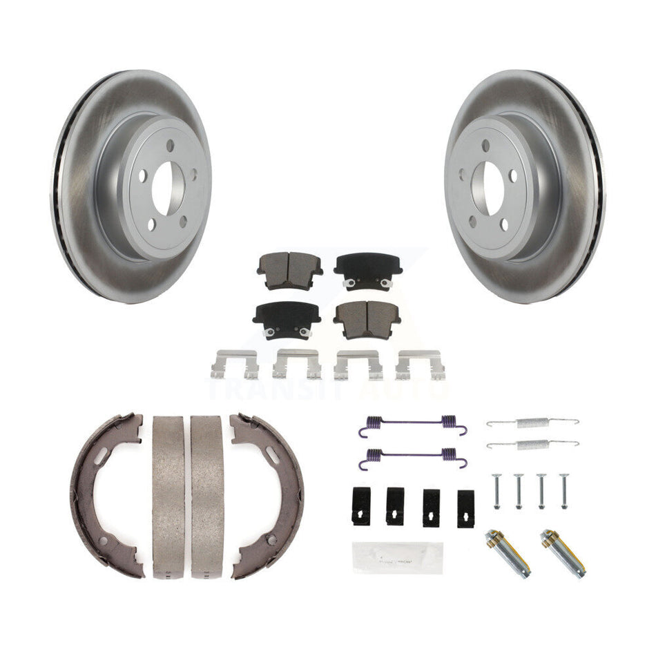 Rear Disc Coated Rotors Ceramic Pads Parking Shoes & Hardware Kit For Dodge Chrysler 300 KGC-103530