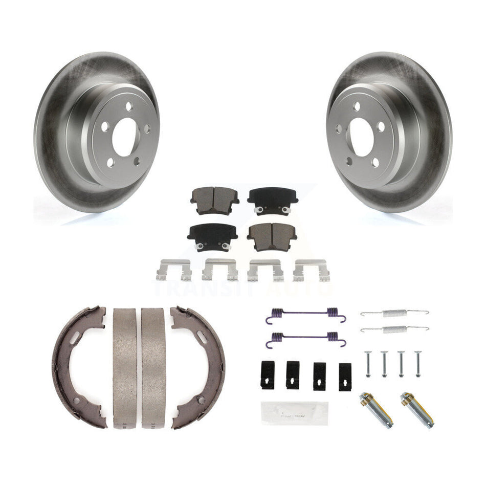 Rear Disc Coated Rotors Ceramic Pads Parking Shoes & Hardware Kit For Dodge Chrysler 300 KGC-103531