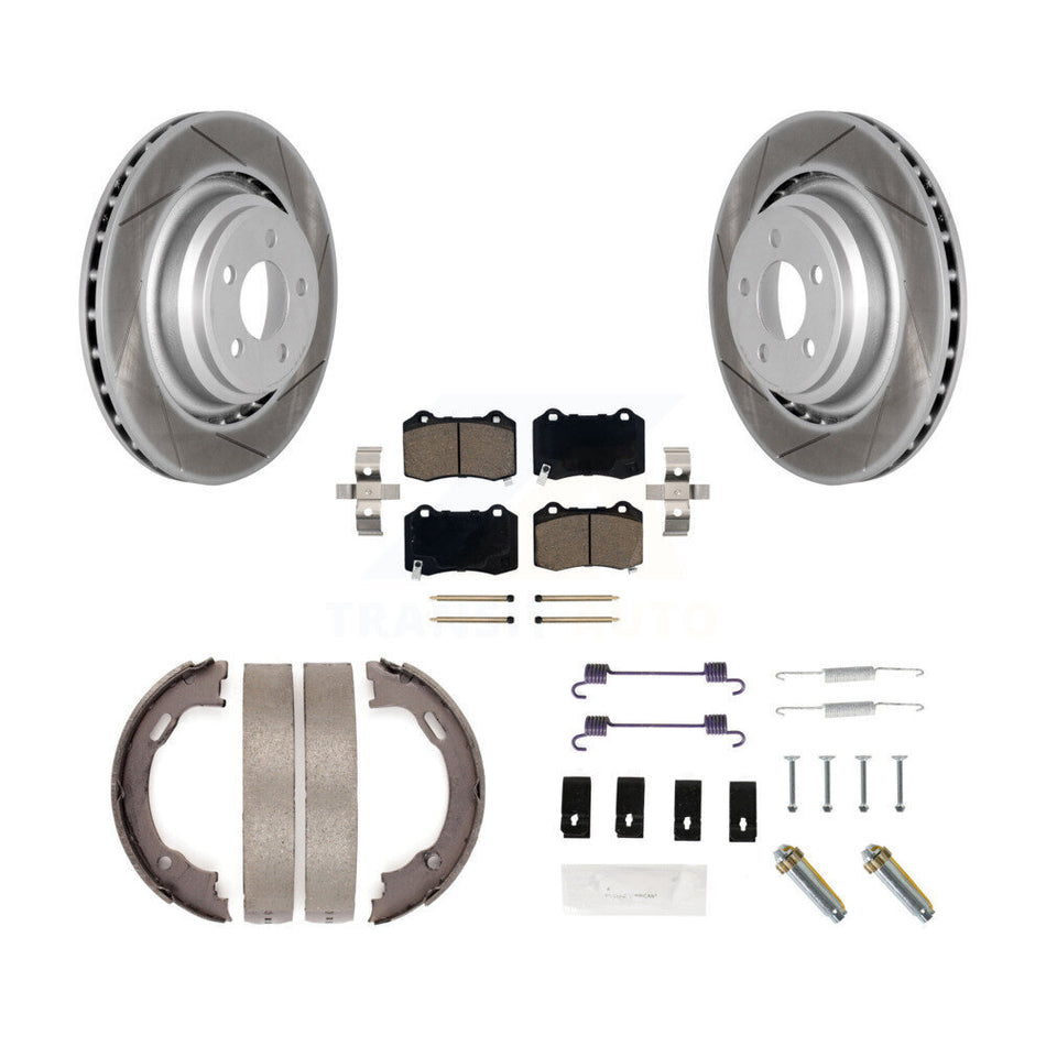 Rear Disc Coated Rotors Ceramic Pads Parking Shoes And Hardware Kit For Dodge Charger 300 KGC-103532