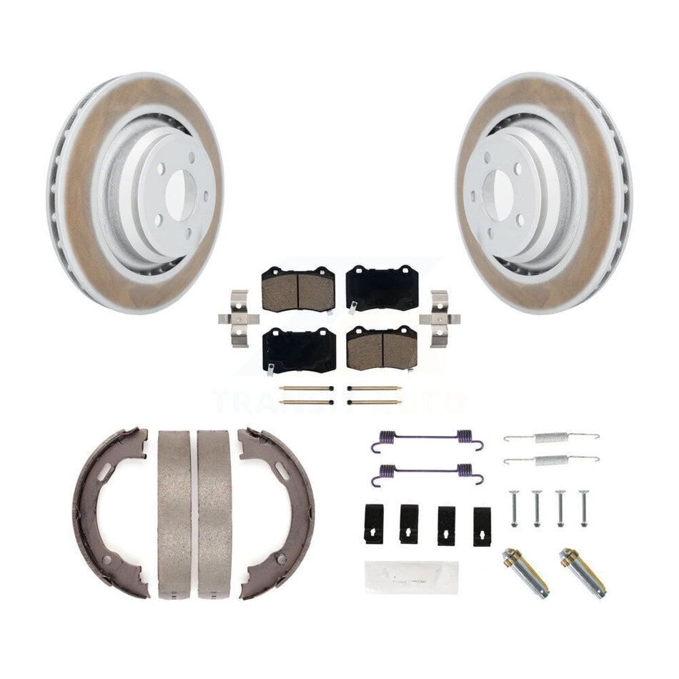 Rear Disc Coated Rotors Ceramic Pads Parking Shoes And Hardware Kit For Dodge Charger 300 KGC-103533