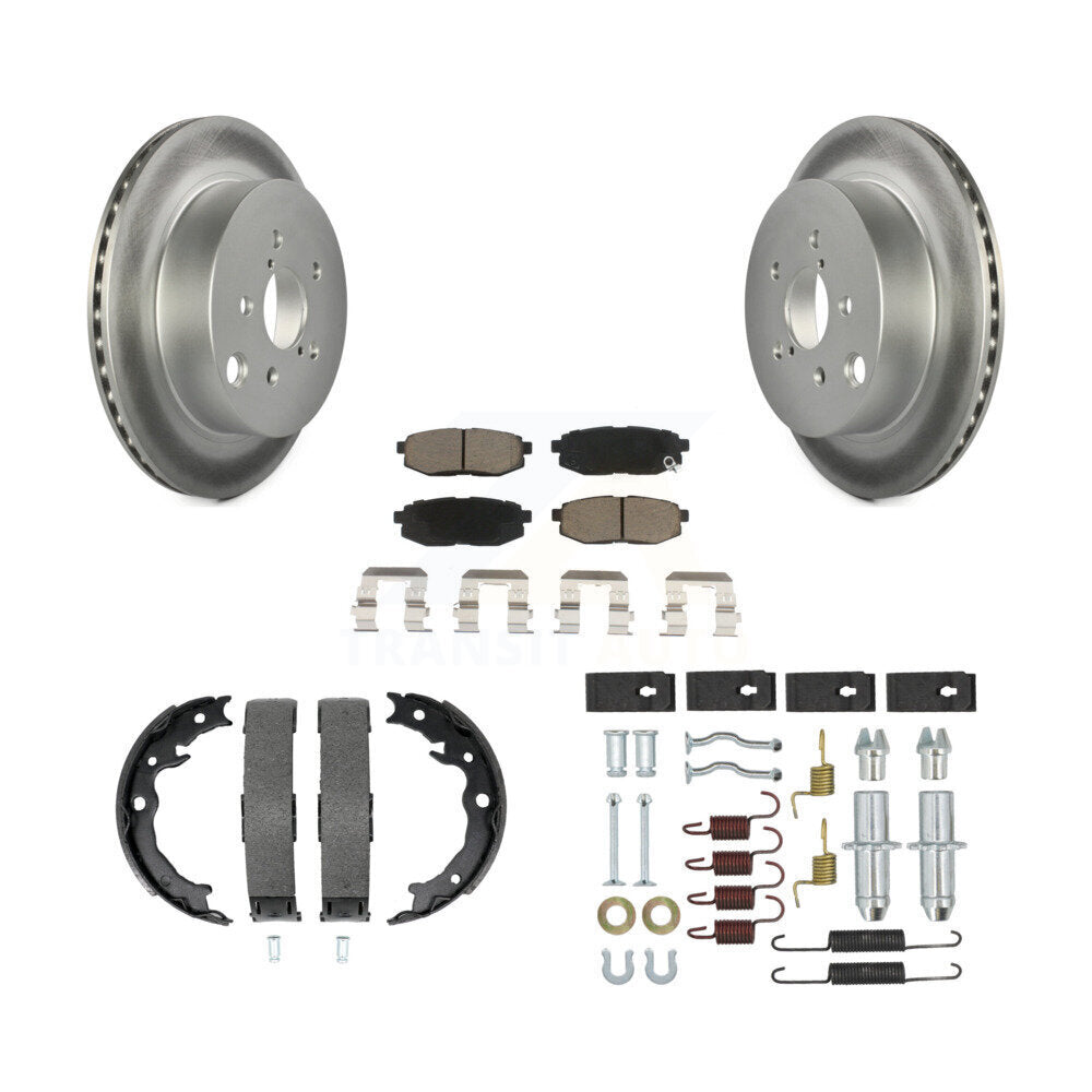 Rear Disc Coated Rotors Ceramic Pads Parking Shoes Hardware Kit For Subaru Forester 2.0L KGC-103543
