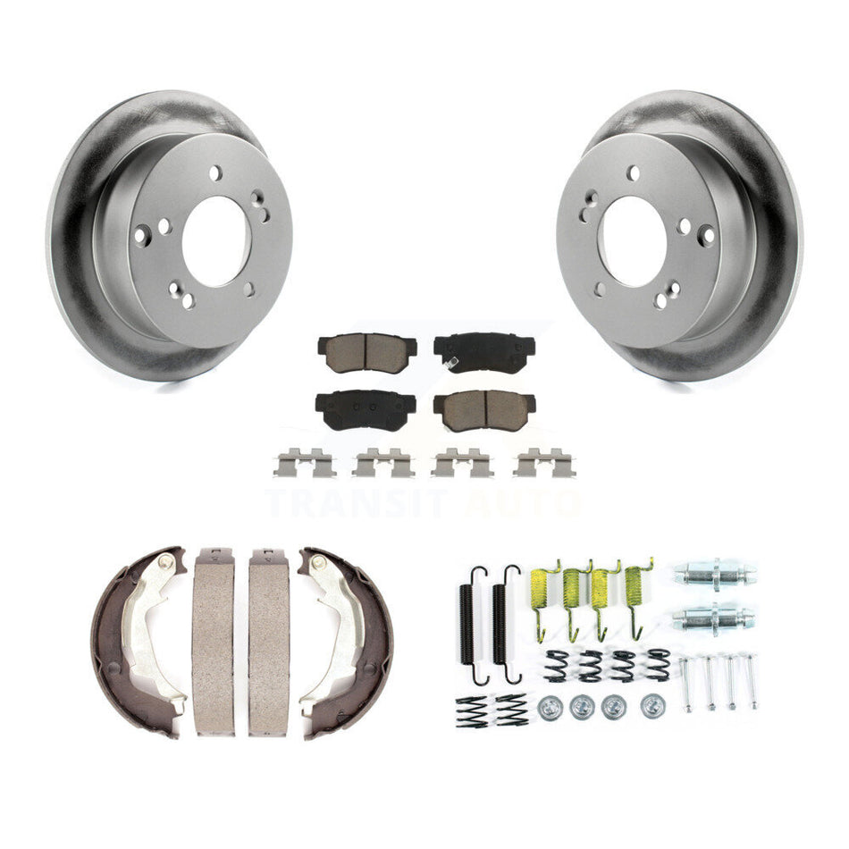 Rear Disc Coated Rotors Ceramic Pads Parking Shoes Hardware Kit For Hyundai Sonata XG350 KGC-103547