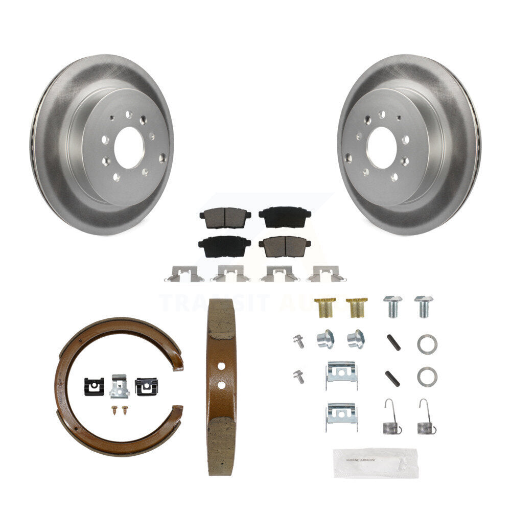 Rear Disc Coated Rotors Ceramic Pads Parking Shoes Hardware Kit For 2007-2012 Mazda CX-9 KGC-103549