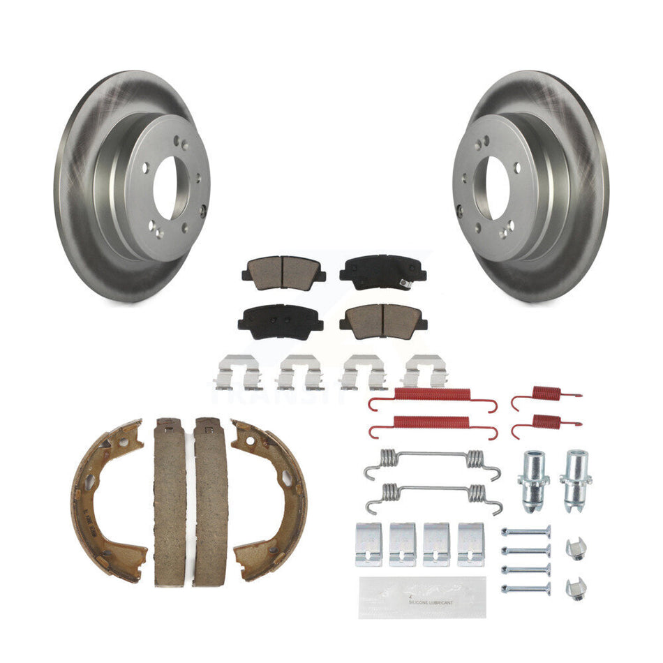 Rear Disc Coated Rotors Ceramic Pads Parking Shoes & Hardware Kit For Hyundai Sonata Kia KGC-103551