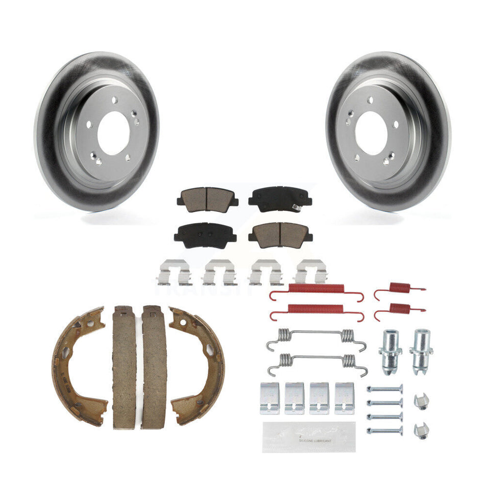 Rear Disc Coated Rotors Ceramic Pads Parking Shoes Hardware Kit For Hyundai Sonata Azera KGC-103552