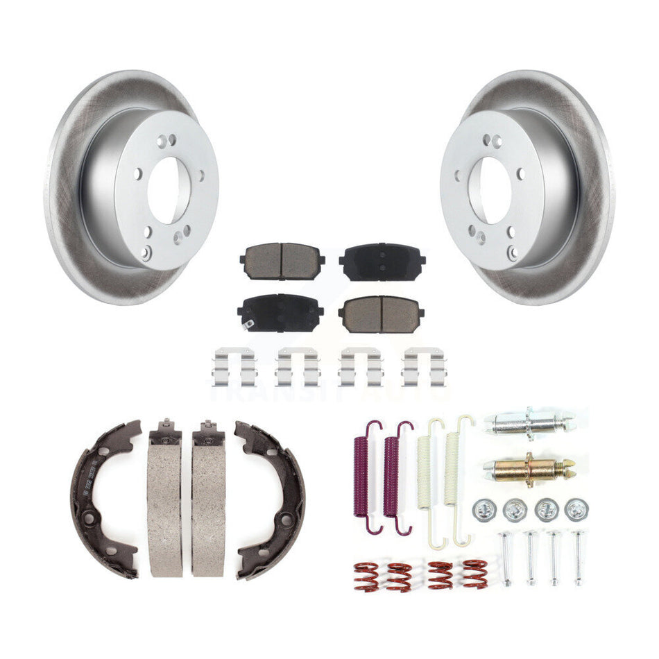 Rear Disc Coated Rotors Ceramic Pads Parking Shoes & Hardware Kit For 2007-2010 Kia Rondo KGC-103554