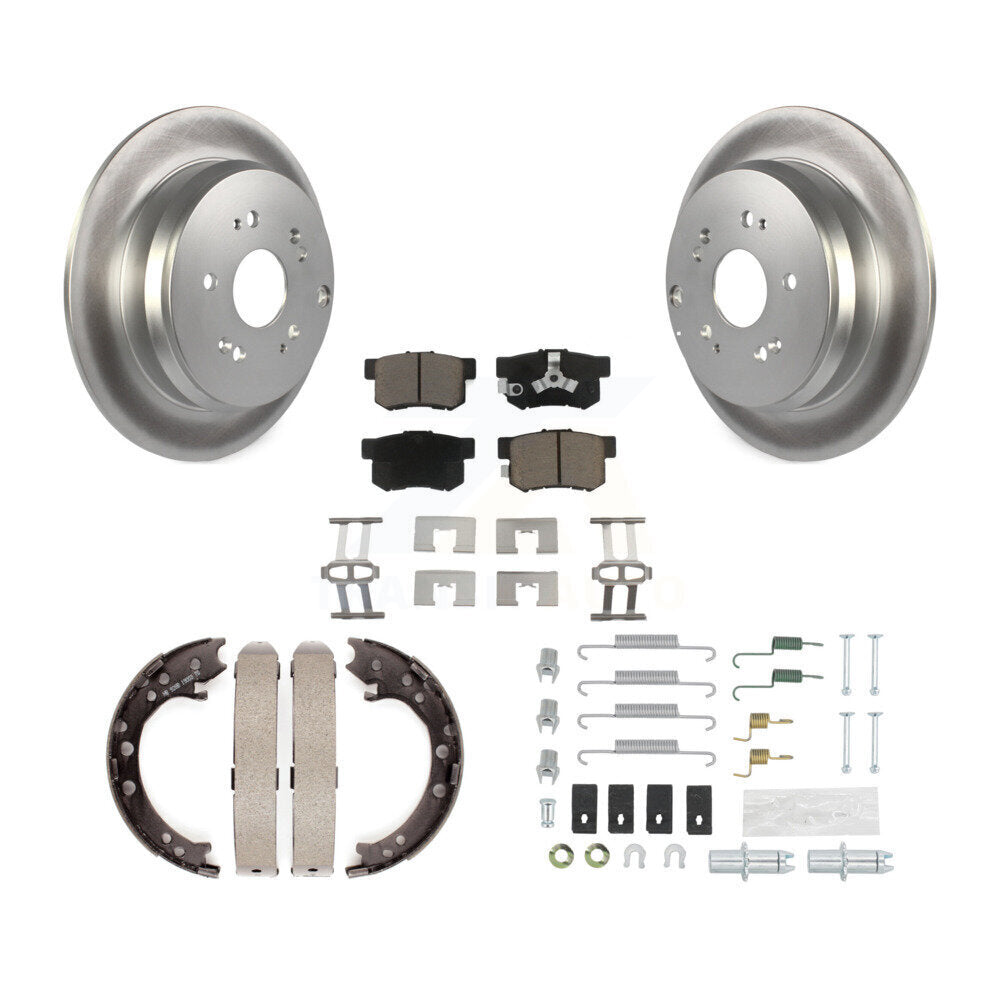 Rear Disc Coated Rotors Ceramic Pads Parking Shoes Hardware Kit For Honda CR-V Acura RDX KGC-103558