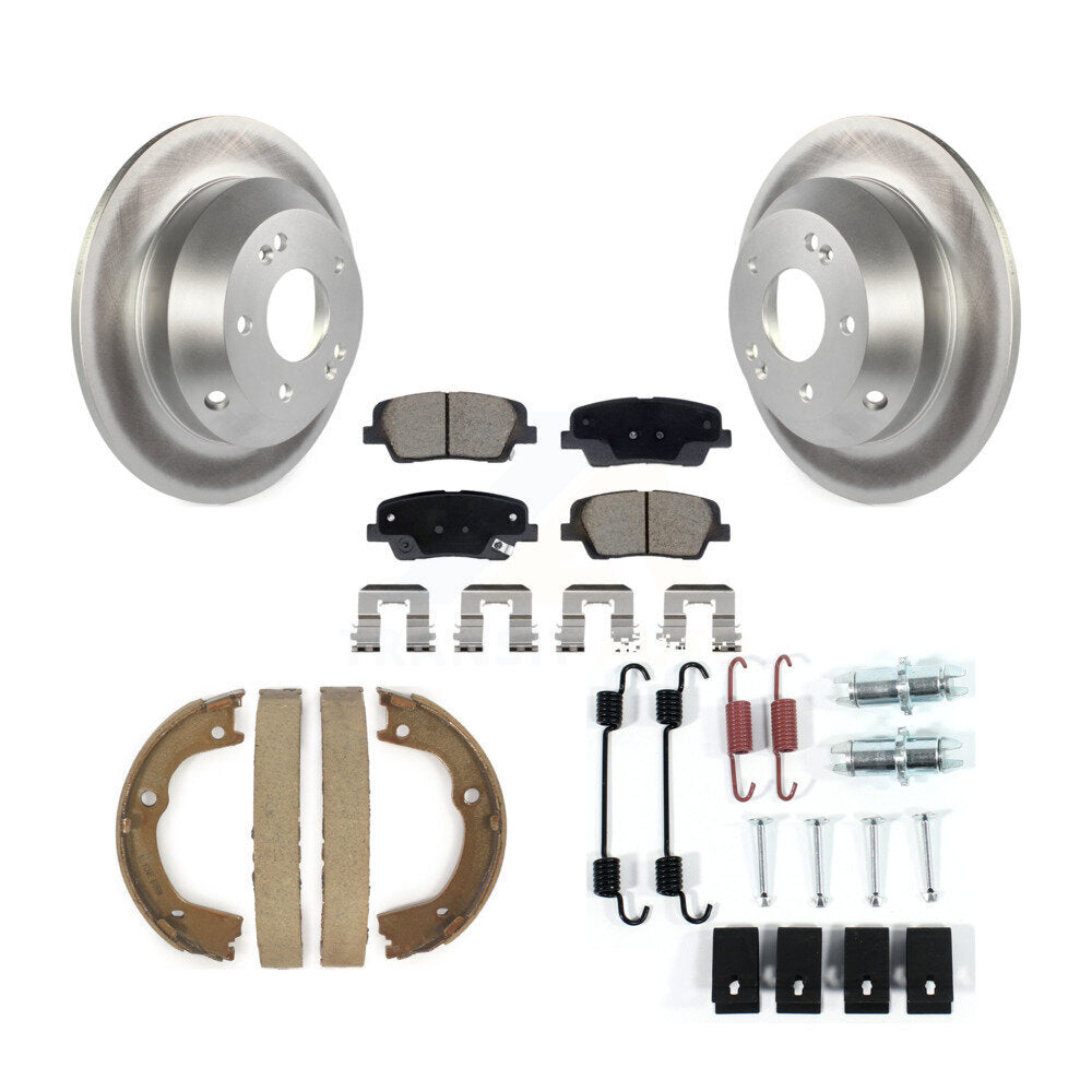 Rear Disc Coated Rotors Ceramic Pads Parking Shoes Hardware Kit For Hyundai Santa Fe Kia KGC-103560