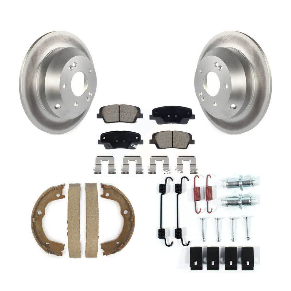 Rear Disc Coated Rotors Ceramic Pads Parking Shoes Hardware Kit For Hyundai Santa Fe Kia KGC-103560