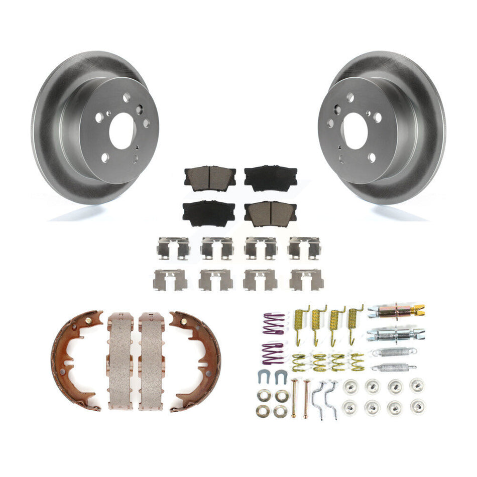 Rear Disc Coated Rotors Ceramic Pads Parking Shoes & Hardware Kit For Toyota Camry Lexus KGC-103561