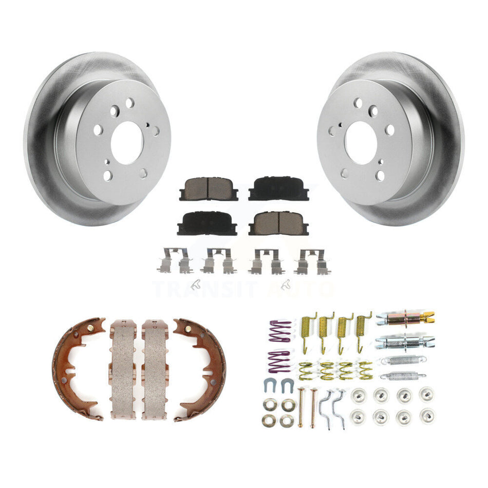 Rear Disc Coated Rotors Ceramic Pads Parking Shoes & Hardware Kit For Toyota Camry Lexus KGC-103562