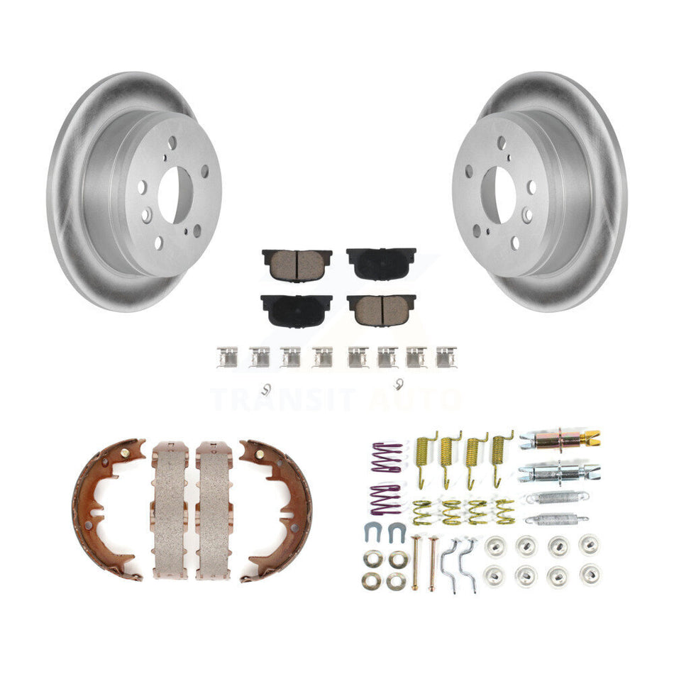 Rear Disc Coated Rotors Ceramic Pads Parking Shoes & Hardware Kit For Toyota Camry Lexus KGC-103565