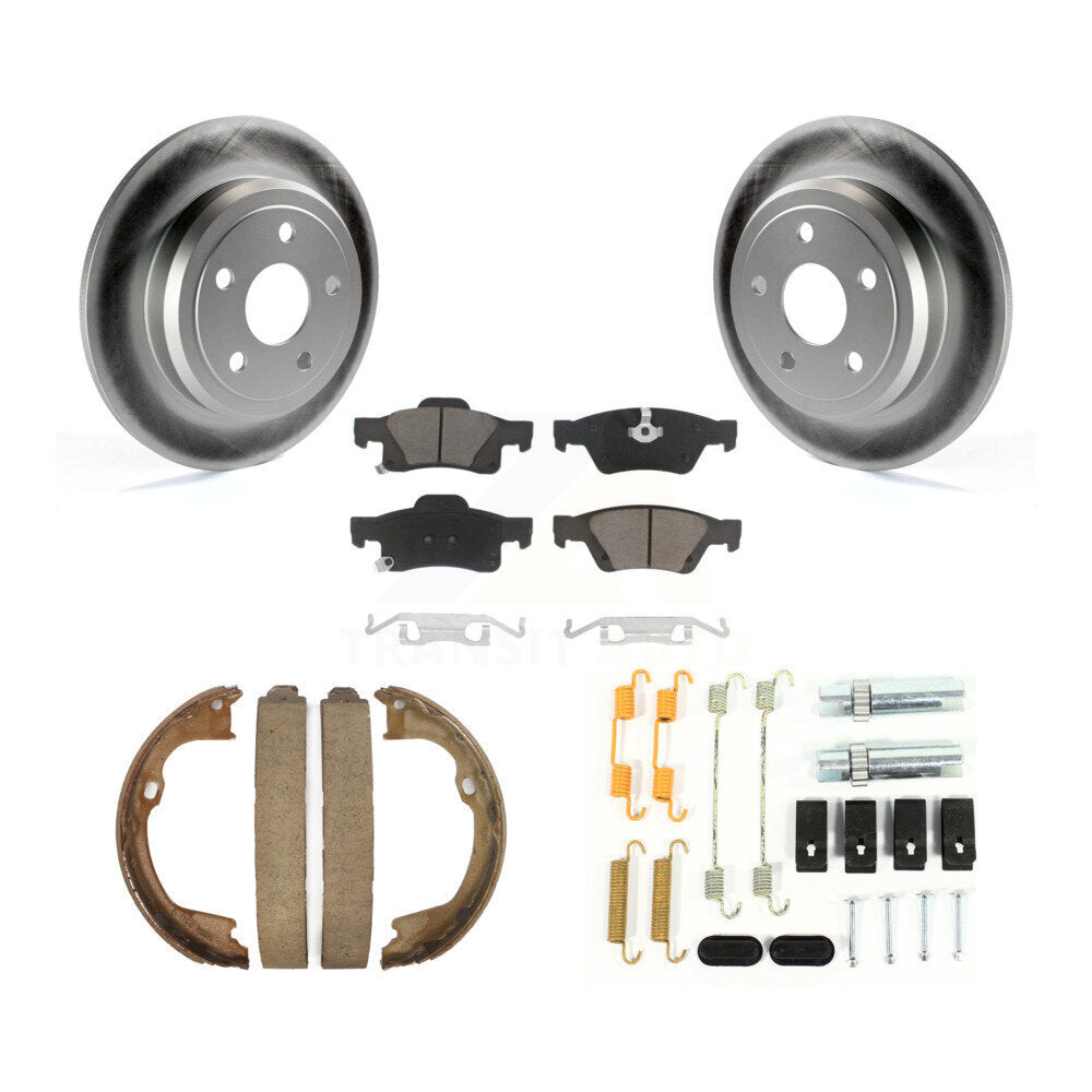 Rear Disc Coated Rotors Ceramic Pads Parking Shoes & Hardware Kit For Dodge Durango Jeep KGC-103569