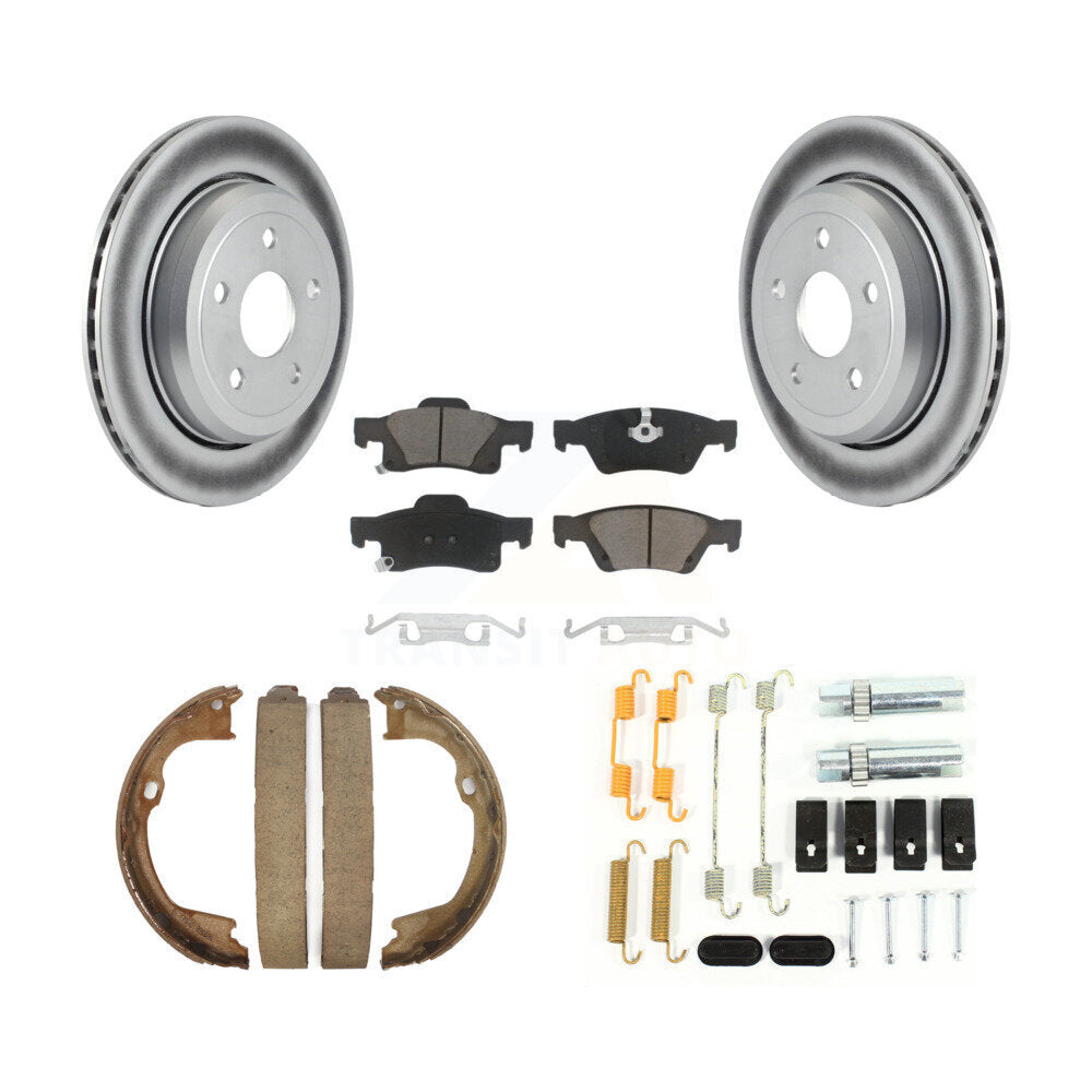 Rear Disc Coated Rotors Ceramic Pads Parking Shoes & Hardware Kit For Jeep Grand Cherokee KGC-103570
