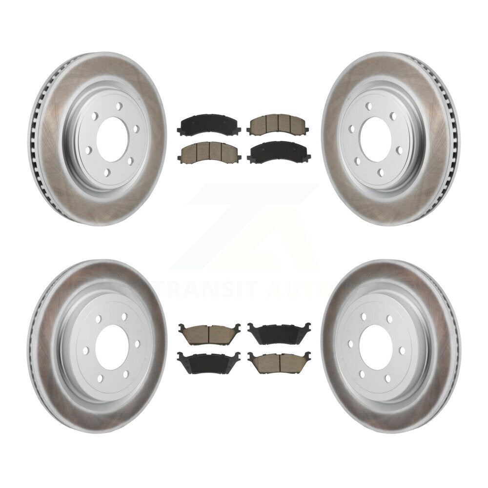 Front Rear Coat Brake Rotor Ceramic Pad Kit For Ford F-150 With 350mm Diameter KGC-103583
