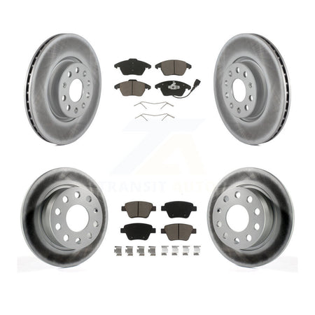 Front Rear Coated Disc Brake Rotors & Ceramic Pad Kit For 2017-2018 Volkswagen Jetta 2.0L KGC-103587
