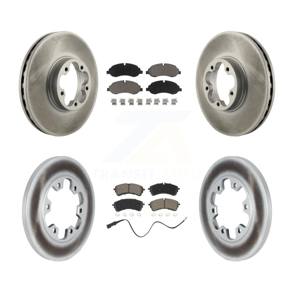 Front Rear Coated Disc Brake Rotors And Ceramic Pads Kit For 2023 Ford Transit-350 HD RWD KGC-103592