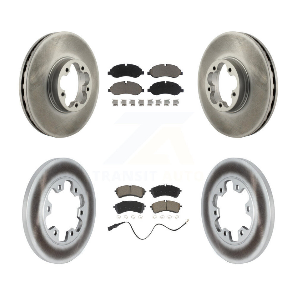 Front Rear Coated Disc Brake Rotors And Ceramic Pads Kit For 2023 Ford Transit-350 HD RWD KGC-103592