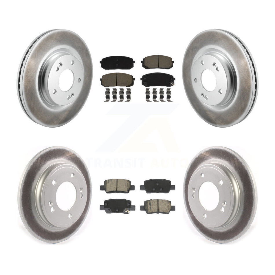Front Rear Coated Disc Brake Rotors And Ceramic Pads Kit For Hyundai Elantra KGC-103594