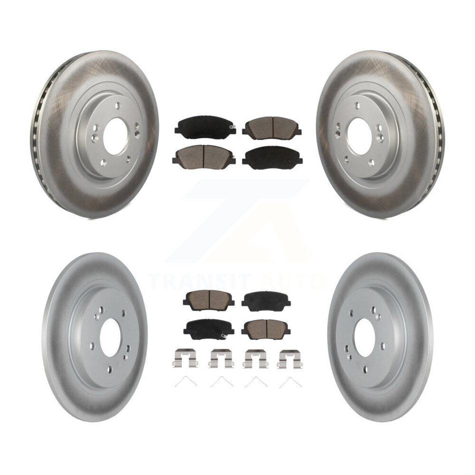 Front Rear Coated Disc Brake Rotors And Ceramic Pads Kit For Hyundai Santa Fe KGC-103597