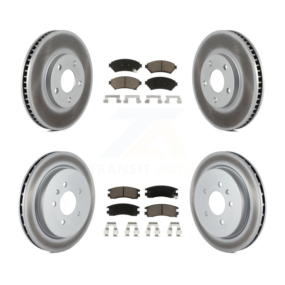 Front Rear Coated Brake Rotor Ceramic Pad Kit For 2004 Cadillac Seville With Vented KGC-103601