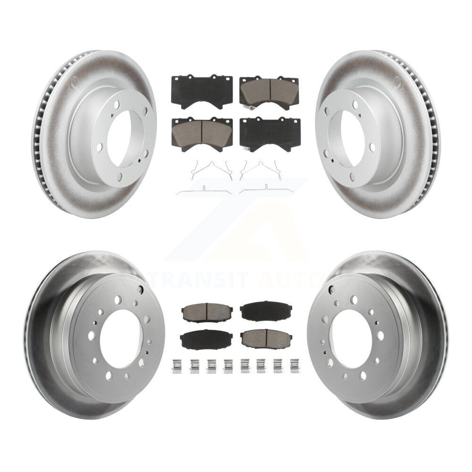 Front Rear Coated Disc Brake Rotors & Ceramic Pad Kit For Lexus LX570 Toyota Land Cruiser KGC-103623