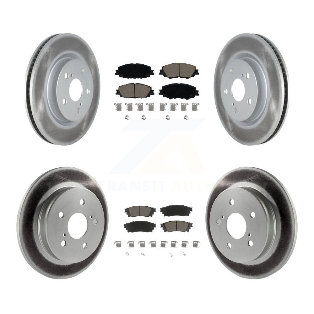 Front Rear Coated Disc Brake Rotors And Ceramic Pads Kit For 2023 Toyota Prius AWD KGC-103640