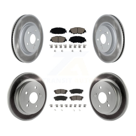 Front Rear Coated Disc Brake Rotors And Ceramic Pads Kit For 2023 Toyota Prius AWD KGC-103640
