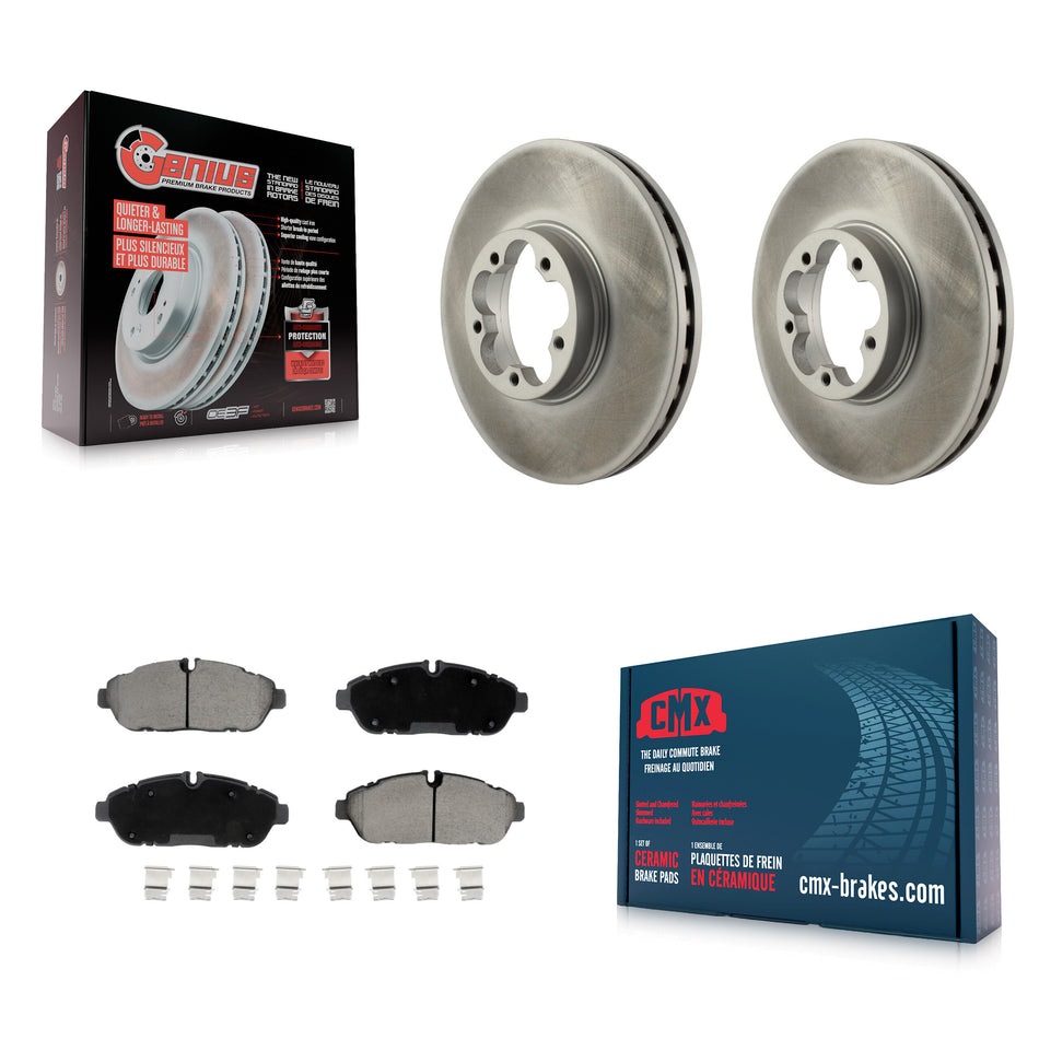 Front Coated Disc Brake Rotors And Ceramic Pads Kit For 2023 Ford Transit-350 HD AWD KGC-103645