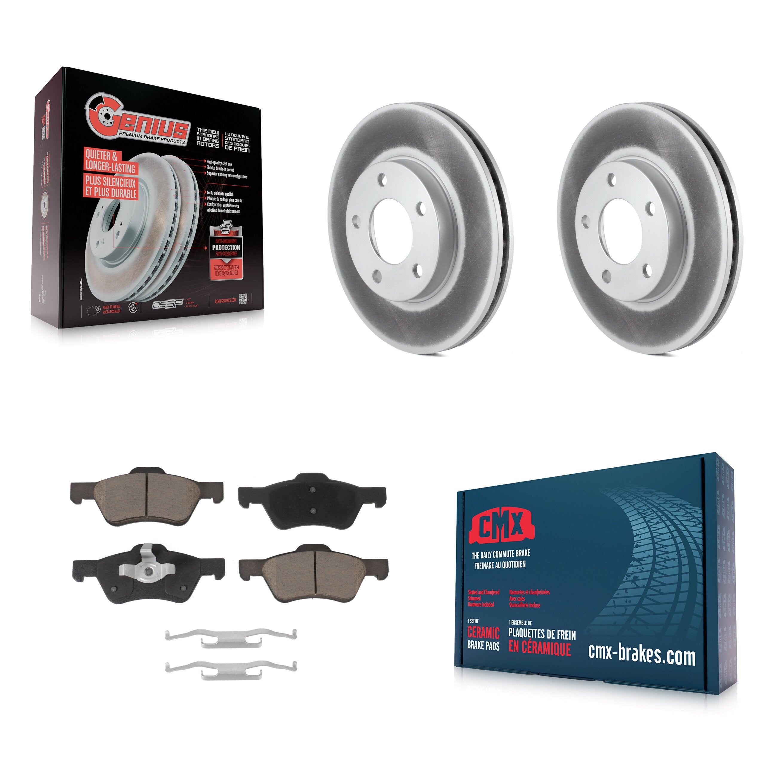 Front Coated Disc Brake Rotors And Ceramic Pads Kit For Mercury Mariner KGC-103650