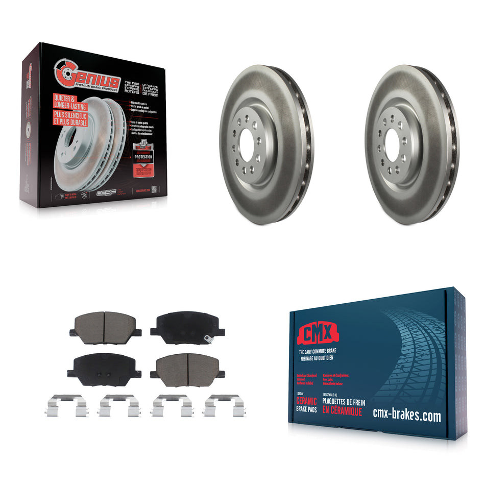 Front Coated Disc Brake Rotors And Ceramic Pads Kit For 2023 Jeep Compass Dodge Hornet KGC-103658