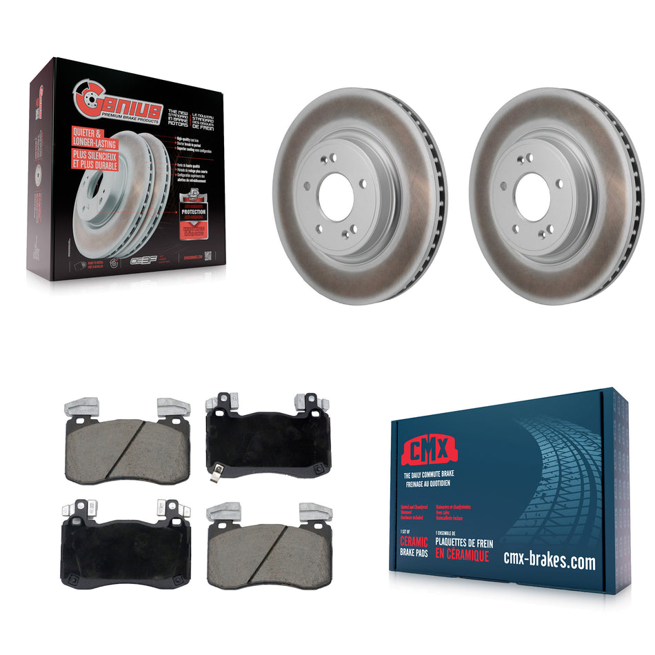 Front Coat Disc Brake Rotors Ceramic Pad Kit For 2023 Genesis G70 2.0L With Brembo Brakes KGC-103663
