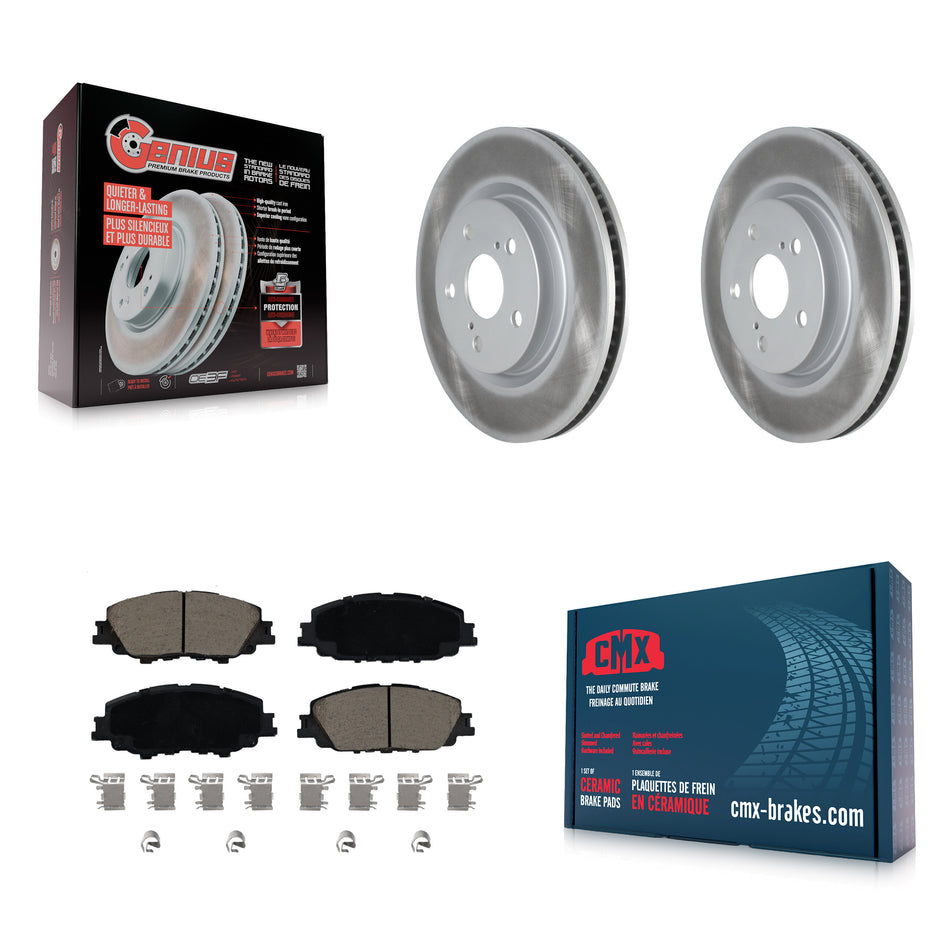Front Coated Disc Brake Rotors And Ceramic Pads Kit For 2023-2024 Toyota Prius AWD KGC-103665