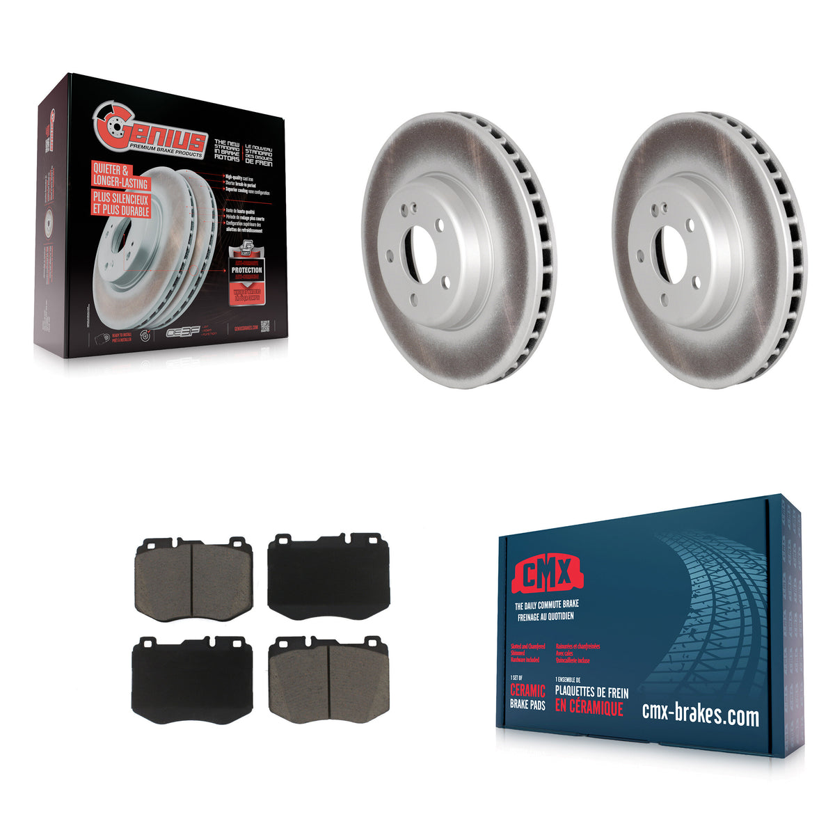 Front Coat Brake Rotor Ceramic Pad Kit For 18-19 Mercedes-Benz E300 Without Sport Package KGC-103670
