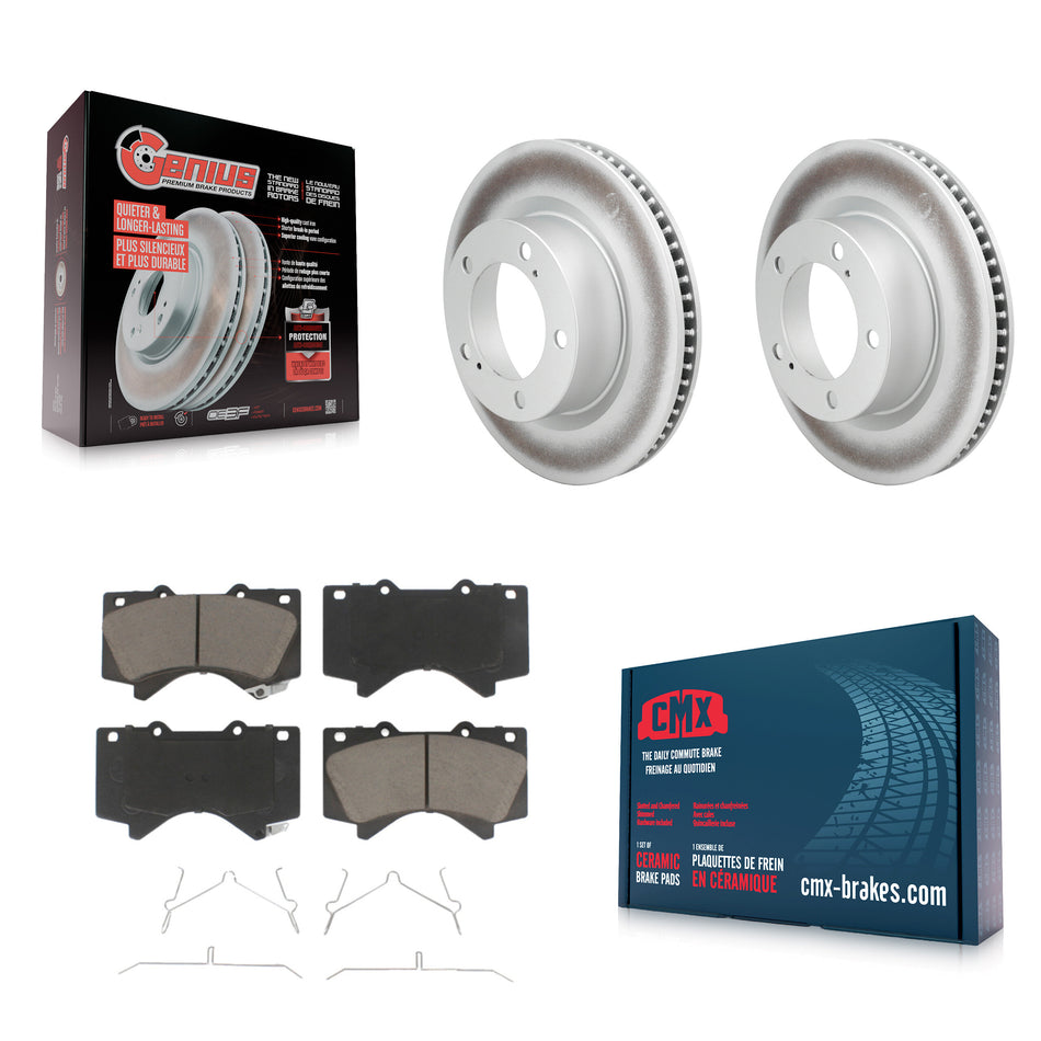 Front Coated Disc Brake Rotors And Ceramic Pads Kit For Lexus LX570 Toyota Land Cruiser KGC-103671