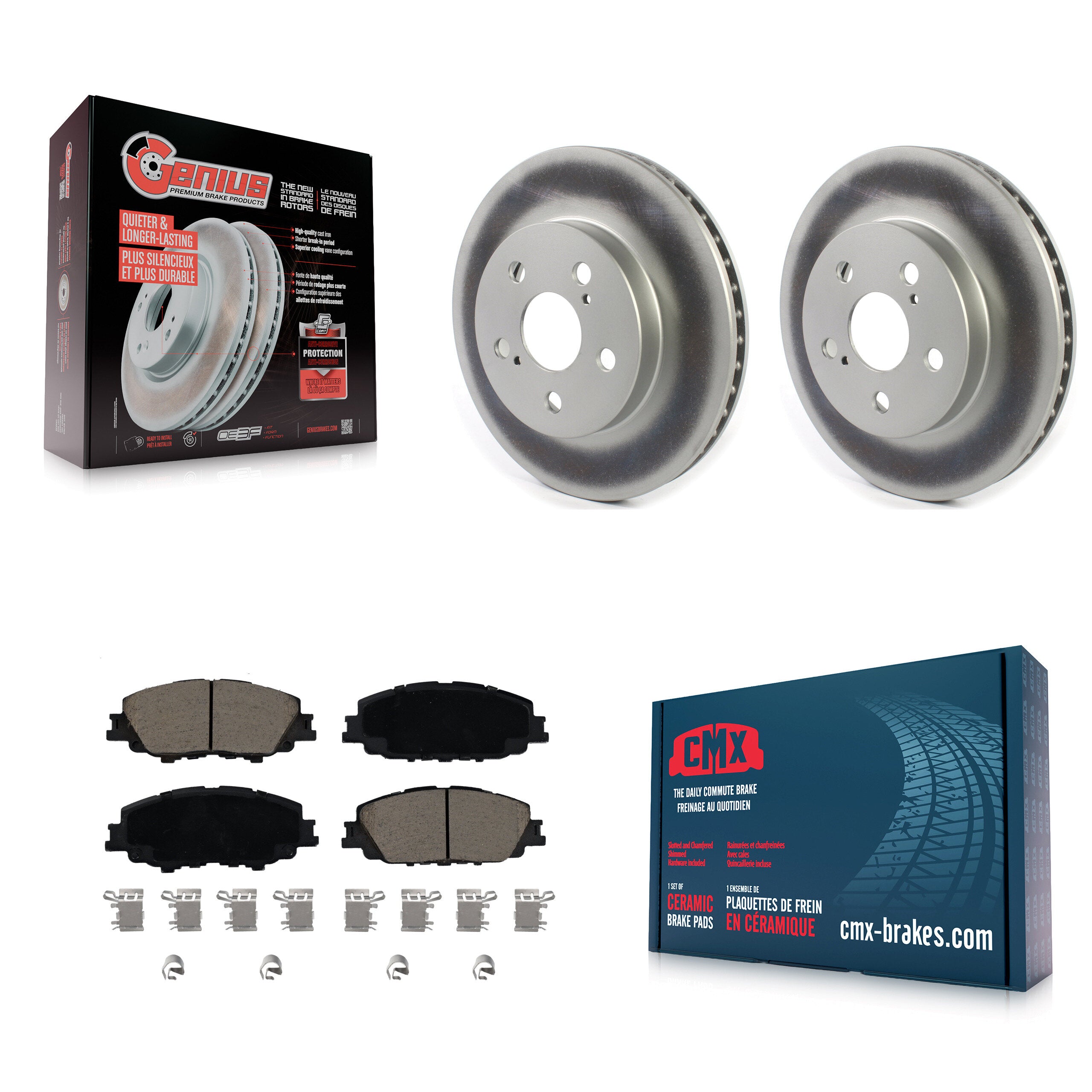 Front Coat Brake Rotor Ceramic Pad Kit For Toyota Corolla With 283mm Diameter KGC-103676