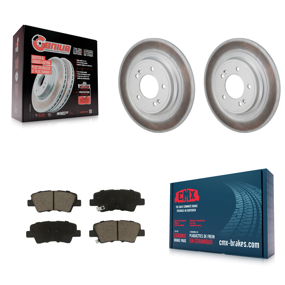 Rear Coated Disc Brake Rotors And Ceramic Pads Kit For 2024 Hyundai Kona Electric KGC-103678