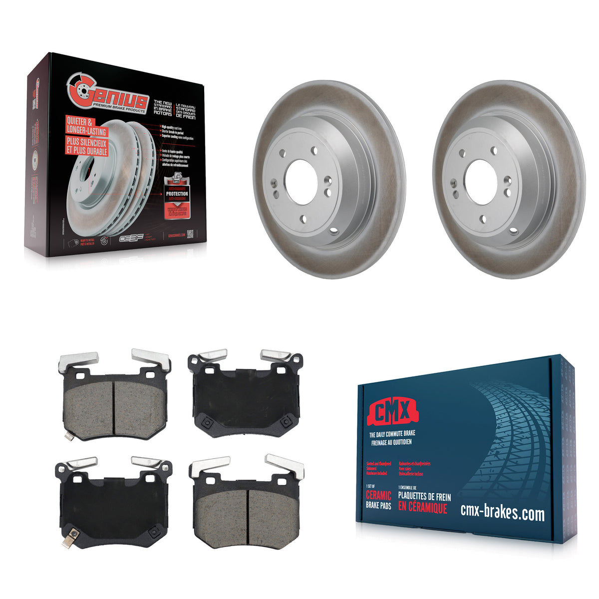 Rear Coated Disc Brake Rotor Ceramic Pad Kit For 2023 Genesis G70 2.0L With Brembo Brakes KGC-103687