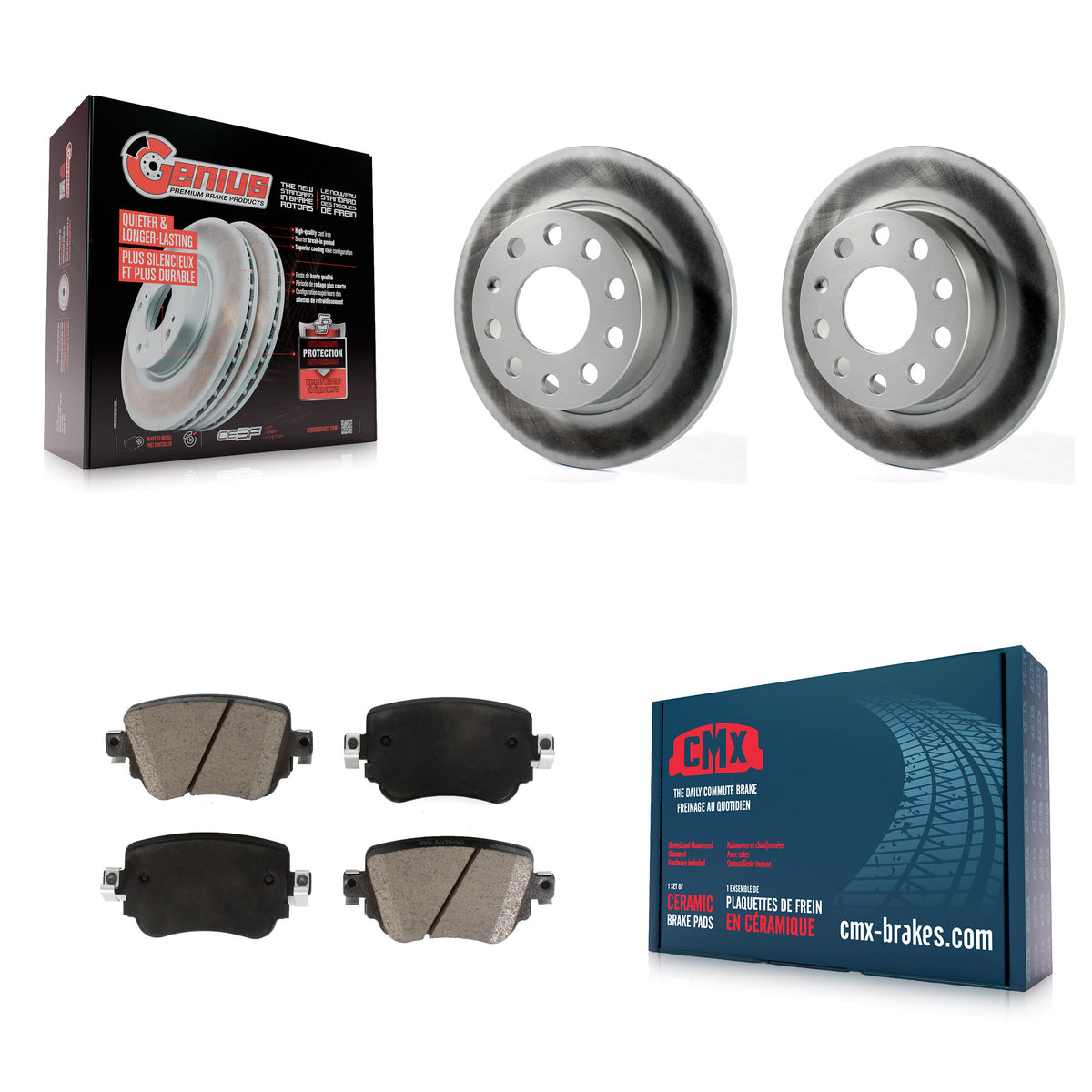 Rear Coated Disc Brake Rotors And Ceramic Pads Kit For 2015 Volkswagen Golf SportWagen KGC-103697