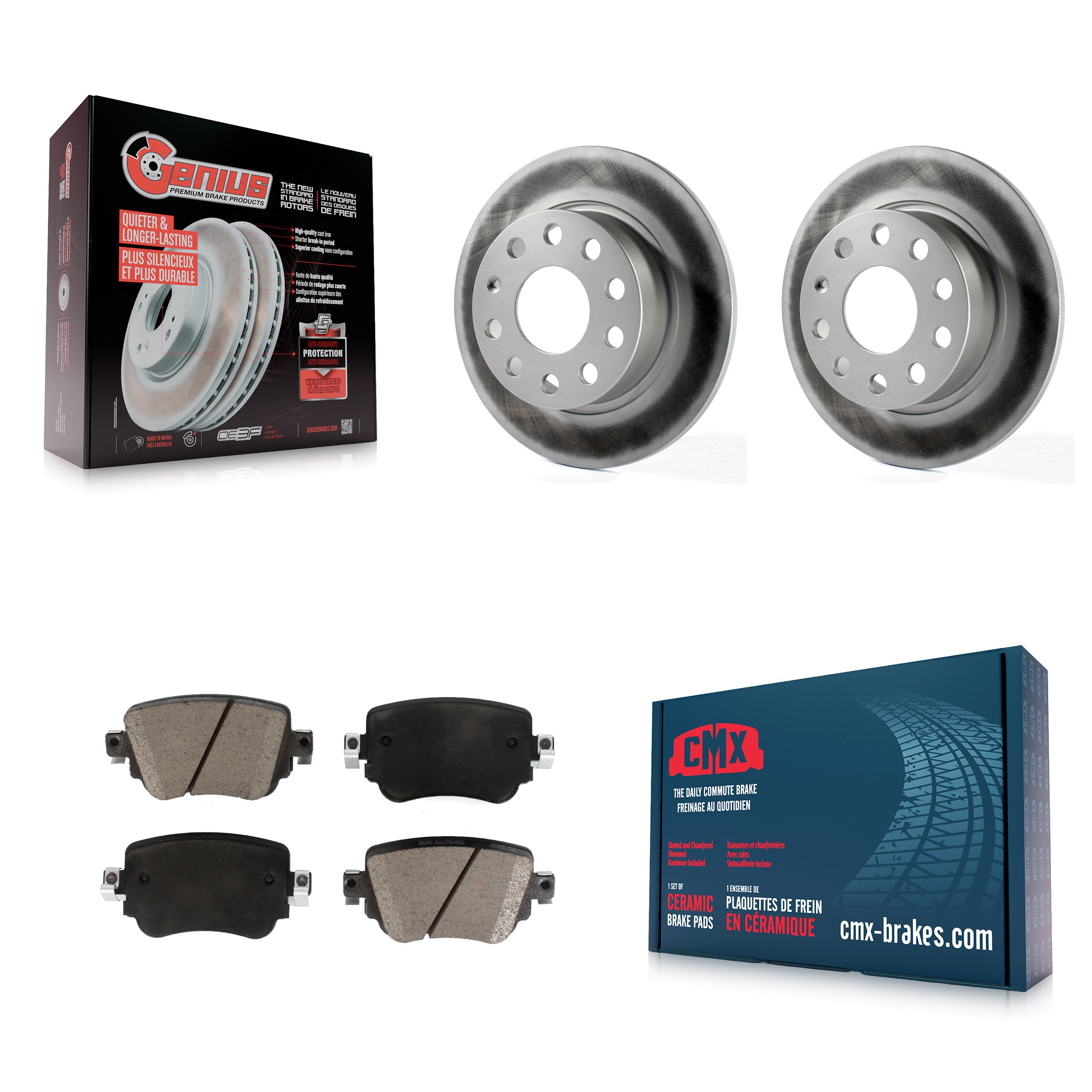 Rear Coated Disc Brake Rotors And Ceramic Pads Kit For 2015 Volkswagen Golf SportWagen KGC-103697