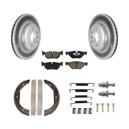 Rear Disc Coated Rotors Ceramic Pads Parking Brake Shoes Hardware Kit For BMW 328i xDrive KGC-103705