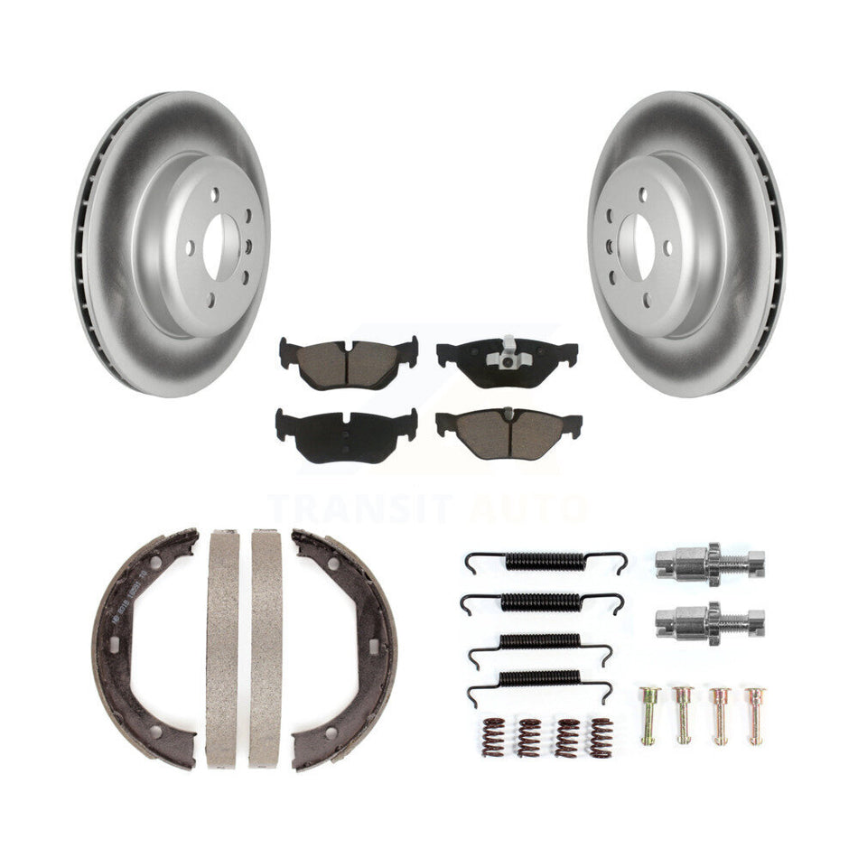 Rear Disc Coated Rotors Ceramic Pads Parking Brake Shoes Hardware Kit For BMW 328i xDrive KGC-103705